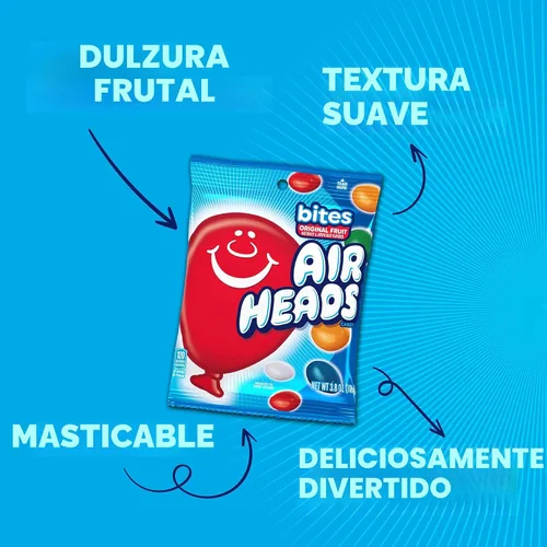 Miniatura 5 de Airheads Bocaditos de caramelo, sabores de frutas surtidos, cine, fiesta, concesiones, paquetes de 2 onzas (caja de 18)