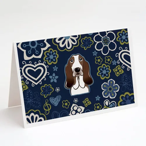 Miniatura 17 de Caroline's Treasures BB5095GCA7P - Tarjetas de felicitación y sobres con diseño de flores azules y sabuesos afganos, paquete de 8 tarjetas en blanco