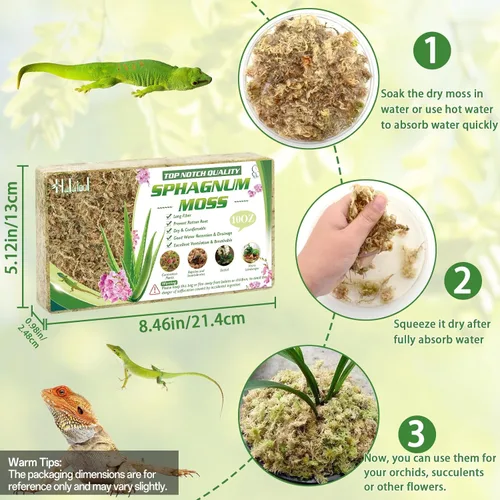 Miniatura 2 de Halatool Musgo Sphagnum de Orquídea de 10 OZ para trasplantar, Musgo Sphagnum Seco de 14 QT para Plantas de Interior, Mantiene la Humedad del Aire