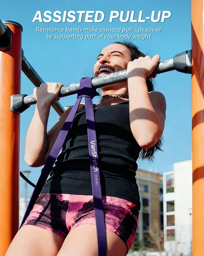 Miniatura 5 de Bandas de resistencia para entrenamiento, juego de bandas elásticas de asistencia de 5 niveles para hombres y mujeres, bandas de ejercicio