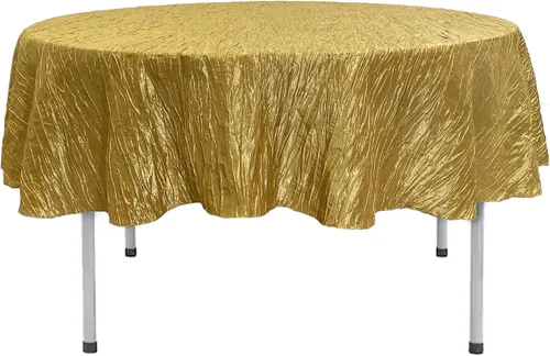 Miniatura 50 de Your Chair Covers - Mantel redondo de tafetán arrugado de 132 pulgadas - Mantel de comedor color champán, brillante aplastado para bodas, fiestas