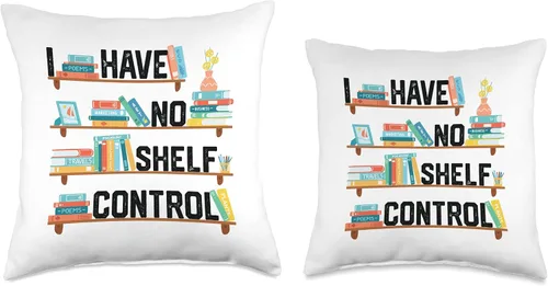Miniatura 3 de I Have No Shelf Control Shirt Library - Almohada de lectura para amantes de libros, 16 x 16 pulgadas, multicolor