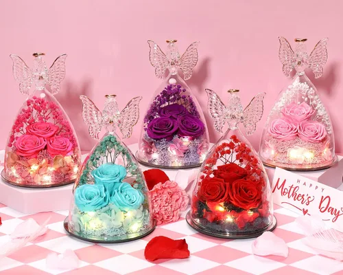 Miniatura 9 de Ocosy Regalos de rosas para el Día de la Madre para ella, regalos de rosas grandes para mujeres, rosas reales para siempre en figuras de ángel