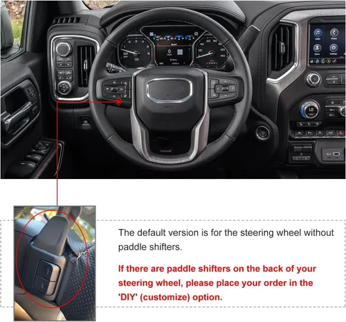 Miniatura 2 de MEWANT Funda para Volante para GMC Sierra 1500 / Sierra 1500 Limited/Sierra 2500 / Sierra 3500/ Yukon (XL) Envoltura de Volante Cosida a Mano