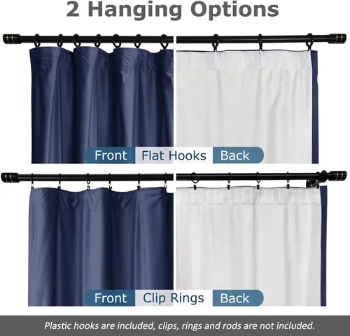 Miniatura 2 de Frelement Cortinas de cine – Cortinas de terciopelo para privacidad con forro opaco, ganchos planos, aislamiento térmico, 100 pulgadas de ancho x 96