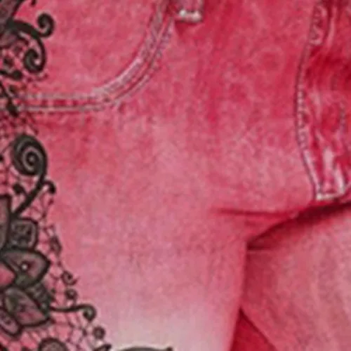 Miniatura 5 de Leggings con aspecto de jean para mujer, cintura alta, control de abdomen, jeans falsos, estampado floral, pantalones capri elásticos para yoga