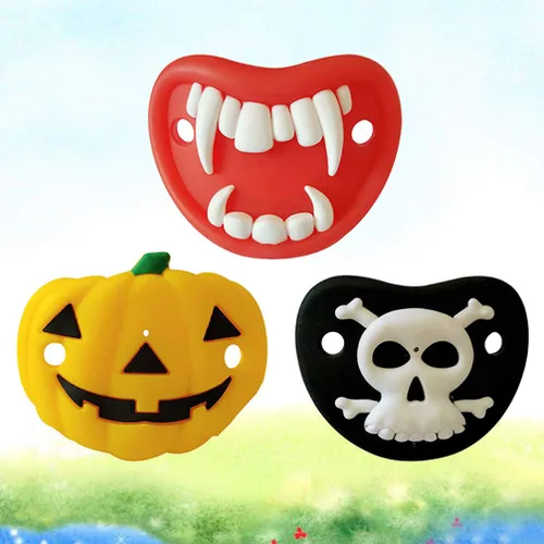Miniatura 8 de Kisangel Chupetes divertidos con forma de calabaza, esqueleto, vampiros, colmillos, novedad, pezón, bebé, chupete para Halloween, recuerdos de fiesta