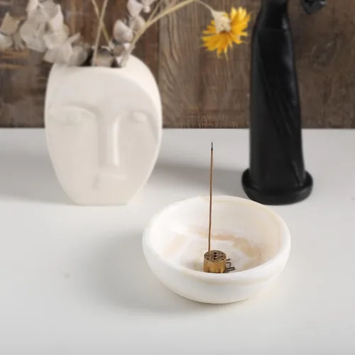 Miniatura 7 de Koville Porta Incienso de Mármol Natural Turco, Porta Inciensos para Varillas, Quemador de Inciensos Robusto con Recolector de Cenizas, Ideal