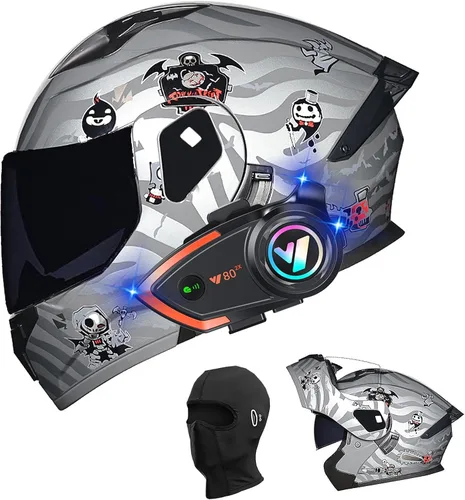 Miniatura 29 de Cascos de motocicleta para hombre, aprobado por DOT, casco de motocicleta de cara completa para adultos, casco de motocicleta con doble visera, D
