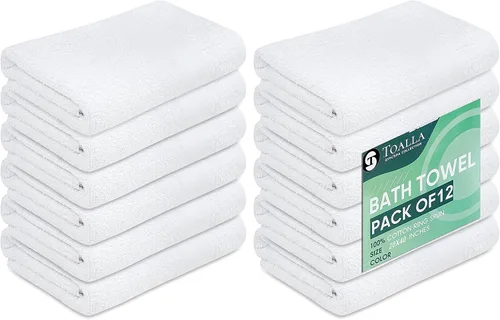 Miniatura 9 de Toallas de baño_Paquete de 12 toallas de baño beige (paquete de 12, 27 pulgadas de ancho x 54 pulgadas de largo), color beige, toalla de algodón