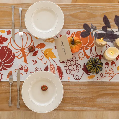 Miniatura 3 de Keketoarrange Camino de mesa de otoño, calabazas de Acción de Gracias, cosecha de otoño, hojas de arce, centro de mesa, decoración de mesa