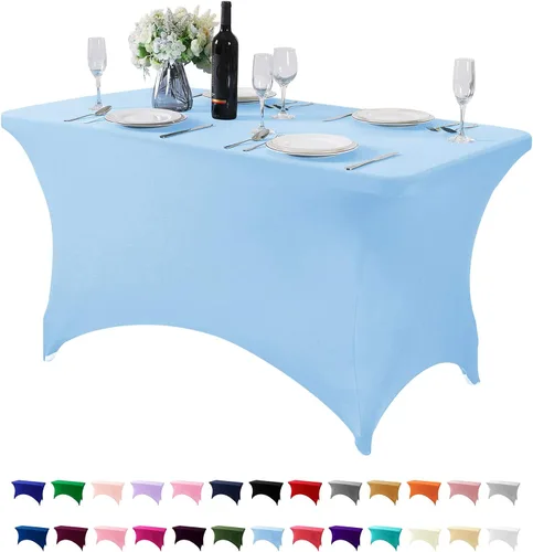 Miniatura 72 de Mantel de elastano para mesas de 4, 6 u 8 pies, mantel elástico universal ajustable para fiestas, banquetes, bodas y eventos - Verde manzana