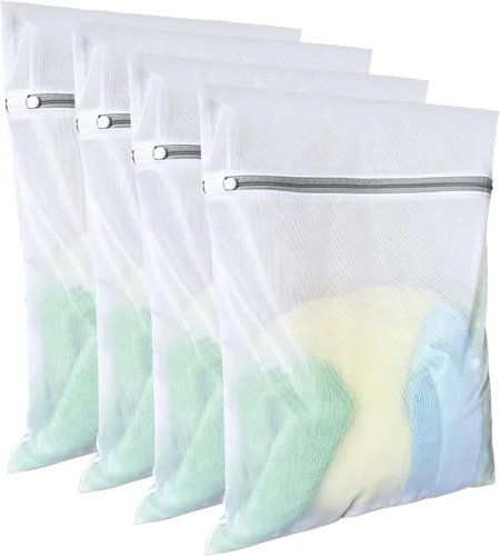 Bolsas de lavandería de malla (4 unidades, 16 x 20 pulgadas), delicada bolsa de lavandería para universidad, dormitorio, almacenamiento