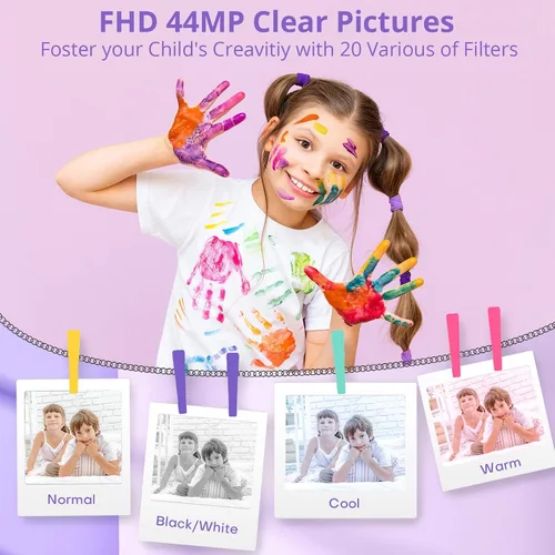Miniatura 2 de Cámara digital 1080P 44MP Cámaras digitales, cámara de apuntar y disparar para niños con zoom de 16X, antivibración, cámara compacta de viaje