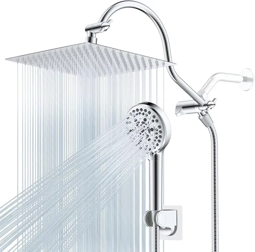 Miniatura 18 de Hibbent All Metal Combo de Cabezal de Ducha de Lluvia de 12 pulgadas con Doble Filtro, Cabezal de Ducha de Mano de Alta Presión con Brazo de Acabado