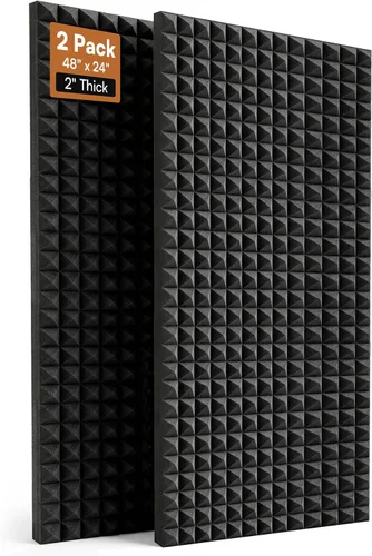 Miniatura 20 de SODOCT - Paquete de 12 paneles acústicos grandes, 47.2 x 23.6 x 0.4 pulgadas, paneles a prueba de sonido para paredes, paneles de absorción de Negro