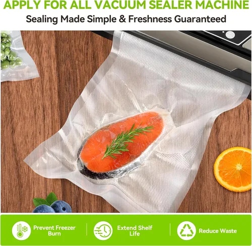 Miniatura 6 de HytusCooking - Rollos de bolsas selladoras al vacío de alimentos de 8 x 150 pies con dispensador de cortador para almacenamiento de alimentos