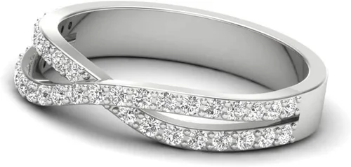 Miniatura 5 de Anillo de plata de ley 925 de corte redondo de 0,37 quilates de media eternidad de corte redondo DVVS1 para mujer