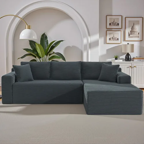 Miniatura 11 de Sofá seccional modular de 110", sofá seccional Cloud con asiento profundo, sofás tapizados sin huesos para sala de estar, sofá modular moderno