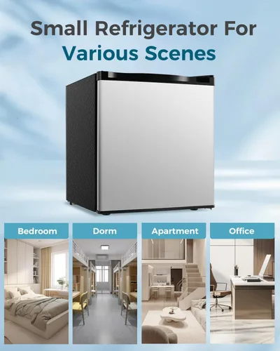 Miniatura 7 de Feelfunn - Mini refrigerador con congelador de 1.7 pies cúbicos; refrigerador mini de una sola puerta con termostato ajustable, bajo nivel de ruido