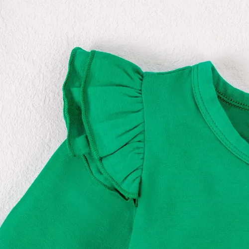 Miniatura 4 de LYSMuch Body de manga larga con volantes para bebé y niña, color sólido, ropa