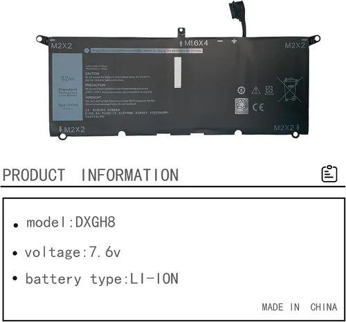 Miniatura 2 de Hubei DXGH8 G8VCF H754V 0H754V P82G001 Batería de repuesto para laptop Dell XPS 13 9370 9380 Inspiron 13 7390 7391 2 en 1 5390 5391 7490 Latitude