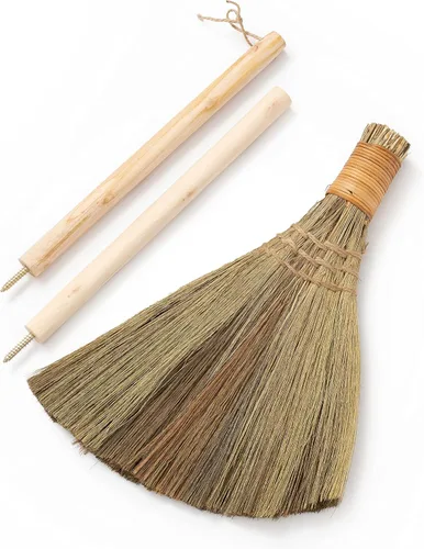 Miniatura 4 de Escoba batidora natural vietnamita - Escoba suave de paja - Escoba de mango largo para limpieza, decoración, boda con 45.28 pulgadas de longitud