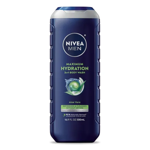Miniatura 14 de Nivea Men Gel de baño de máxima hidratación para piel seca, enriquecido con aloe vera, gel de baño hidratante 3 en 1, cara y cabello, sin parabenos