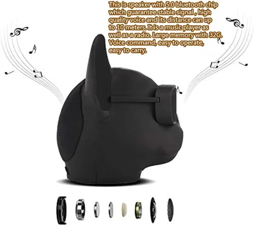 Miniatura 3 de PUSOKEI Mini altavoz portátil inalámbrico de Bulldog francés para exteriores con súper graves estéreo, altavoz fresco personalizado para fiesta