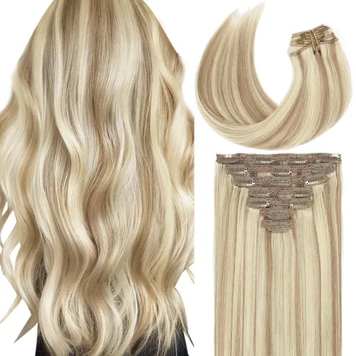 Miniatura 14 de Caliee Extensiones de cabello con pinzas de cabello humano 14 pulgadas Color 1 Negro azabache trama doble invisibles Extensiones de cabello humano