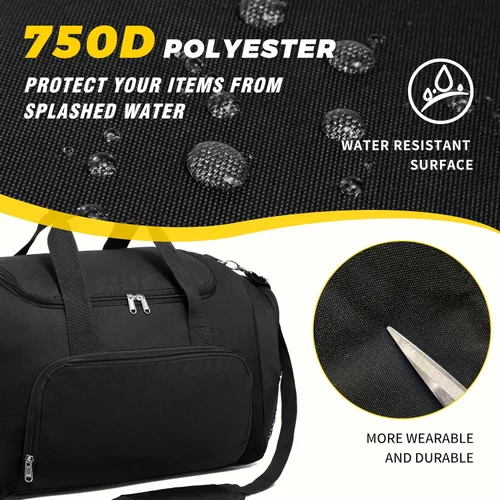 Miniatura 7 de Vorspack Bolsa deportiva de lona Bolsa de gimnasio de 2124 pulgadas para mujeres y hombres, bolsa de lona ligera con botella de agua, Negro