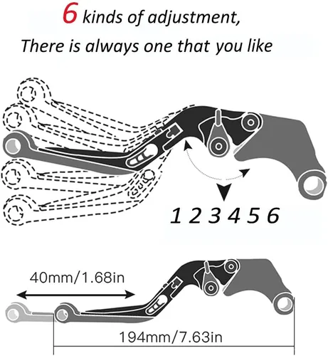 Miniatura 3 de Palancas de embrague de freno de motocicleta para manillar Yamaha FZ6R FZ 6R FZ-6R 2009 2010 2011 2012 2013 2014 2015 2016 2017 (Color : 1)