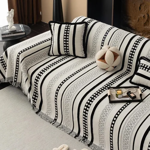 Mantas con Rayas para Sofá, Fundas Boho para Sofá, Mantas para Sofá para Perros, Fundas Medianas para Sofá Reclinable y Silla, Fundas de Sofá de