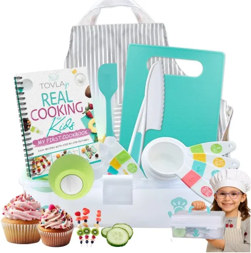 TOVLA JR. Juego de cocina real para niños | Herramientas de cocina para niños de 5 a 12 años | Kit de cocina para principiantes inspirado en