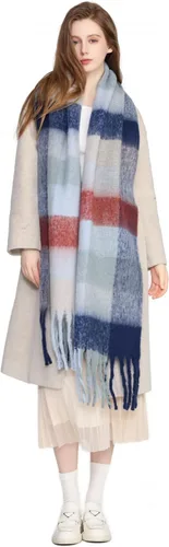 Miniatura 7 de Yatemiole Bufanda de cachemira para mujer, bufanda de cuadros de color grande para invierno