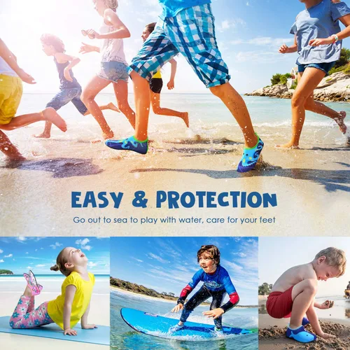 Miniatura 3 de Sunnywoo Zapatos de agua para niños y niñas, zapatos de agua de secado rápido, antideslizantes, piel de agua, zapatos deportivos descalzos