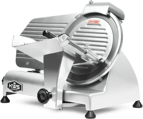 Miniatura 2 de KWS 10NS - Cortador eléctrico comercial de carne de 10 pulgadas, motor de alto par de 320 W, hoja de acero inoxidable, rebanado fino