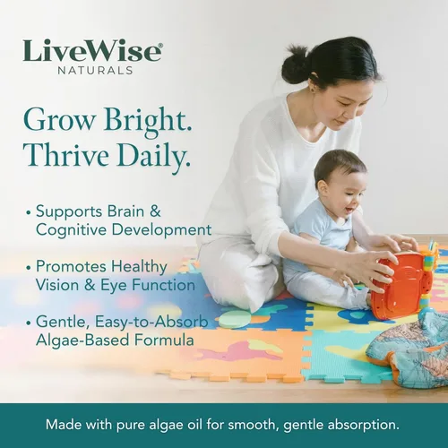 Miniatura 8 de LiveWise Naturals Omega 3 DHA Baby Drops - Omega 3 líquido vegano para bebés o bebés de hasta 2 años - Suplemento esencial de DHA para el cerebro