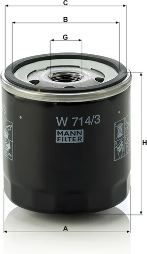 Miniatura 2 de MANN-FILTER W 714/3 Filtro de aceite giratorio