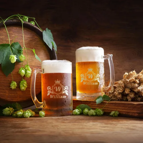 Miniatura 2 de Taza de Cerveza Personalizada de 16 oz con Fuente Personalizada Grabada en Vidrio con Tu Texto – Regalo Único para Papá, Esposo, Cumpleaños, Boda