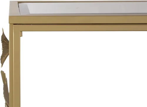 Miniatura 10 de A&B Home - Mesa consola dorada con parte superior de vidrio espejado, mesa consola moderna de mediados de siglo con marco de metal para sala