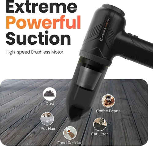 Miniatura 2 de Hedgehog TurboVAC - Aspiradora portátil 3 en 1 para automóvil, soplador y bomba de aire, aspiradora de mano para automóvil con USB C recargable