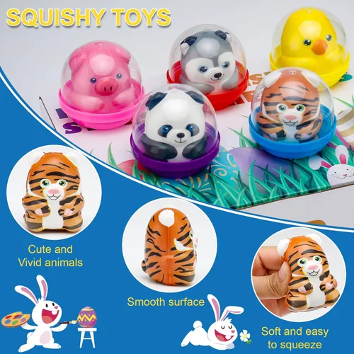Miniatura 4 de 10 paquetes de regalos de fiesta para cestas de Pascua, juguetes esponjosos para aliviar el estrés de aumento lento para niños, bolsas de regalos
