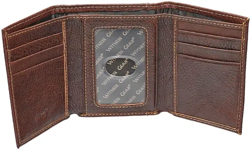 Miniatura 7 de Christian Art Gifts Carteras de cuero genuino de grano completo con bloqueo RFID para hombres, diseños plegables y triples, muchas ranuras