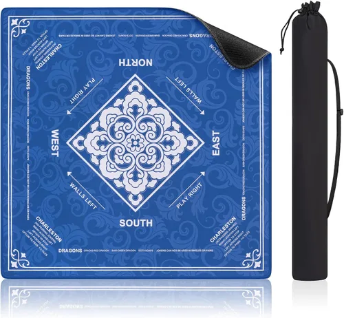 Tapete Mahjong con regla, 32.5 x 32.5 pulgadas, impermeable, superficie suave, fácil de limpiar, antideslizante y reduce el ruido, tapete de mesa