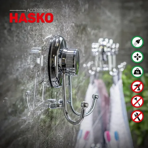 Miniatura 5 de HASKO Accessories - Potentes Ganchos con Ventosa de Succión al Vacío - Organizador para Toalla, Albornoz y Esponja - Fuertes Ganchos de Acero cromado