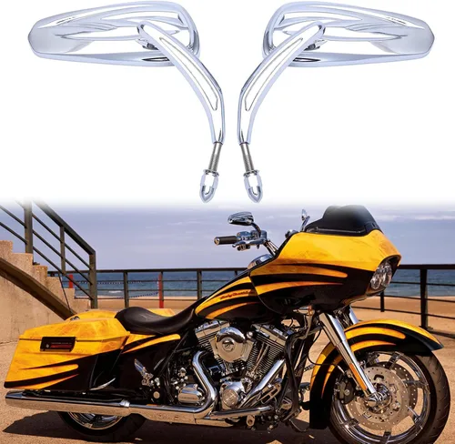 Miniatura 12 de Espejos de motocicleta para Road King, Sportster, Street Glide, Electra Glide, Dyna, Softail, Road Glide, 1982-2019 (Negro#2)