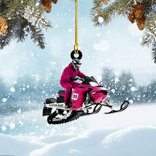 Miniatura 2 de Zapatos de motos de nieve personalizados personalizados adorno de Navidad de acrílico para amantes de motos de nieve (SM 1)