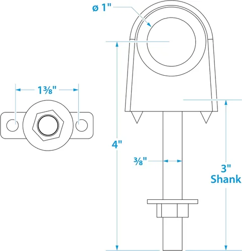 Miniatura 6 de Seachoice Single Shank Bow Eye for Tow Lines or Boat Trailer Winch Hook, 3 in. Shank, 1 in. Eye Diameter