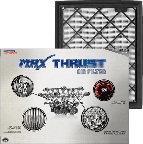 Miniatura 55 de Filtro de aire de motor Spearhead MPG Defense Max Thrust para vehículos de todo kilometraje, se adapta como el OEM, restaura MPG y aceleración